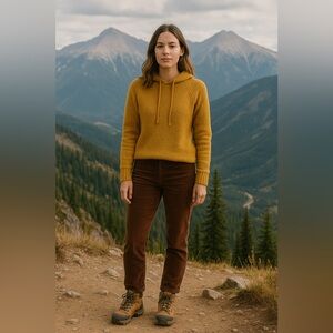 Lucky Brand Mustard Yellow Hooded Sweater, Women’s Size Medium